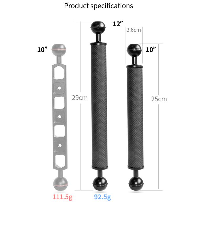 Carbon Fiber Tray Arms - 10 & 12 inch (Positive Buoyancy)