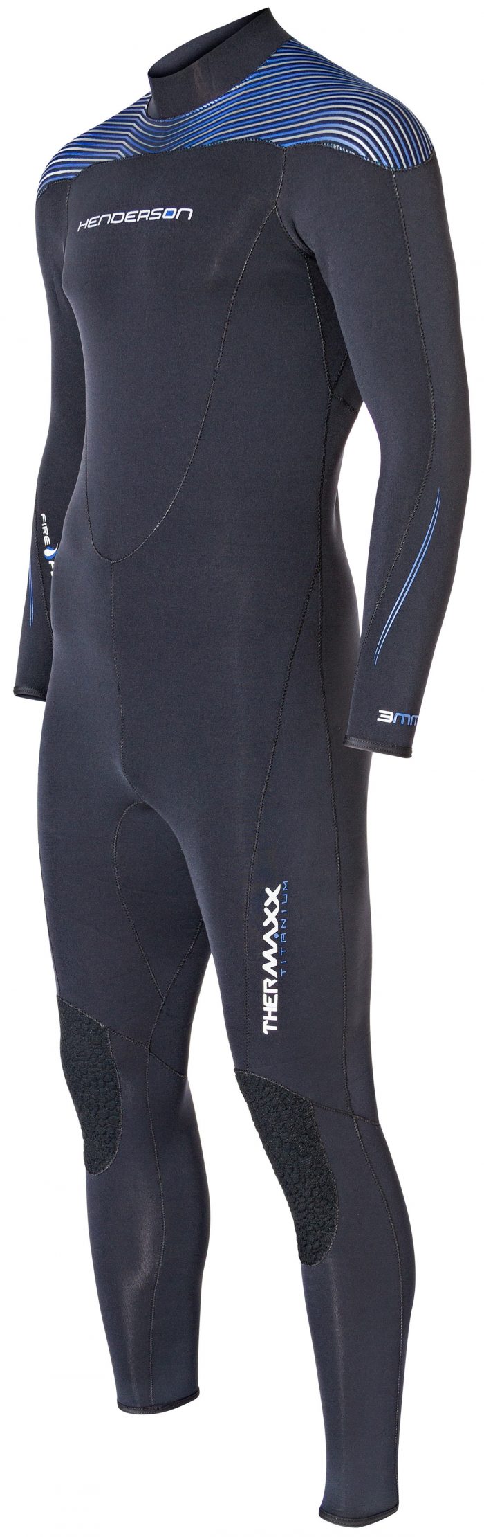 left side of Black / White / Blue Wetsuit